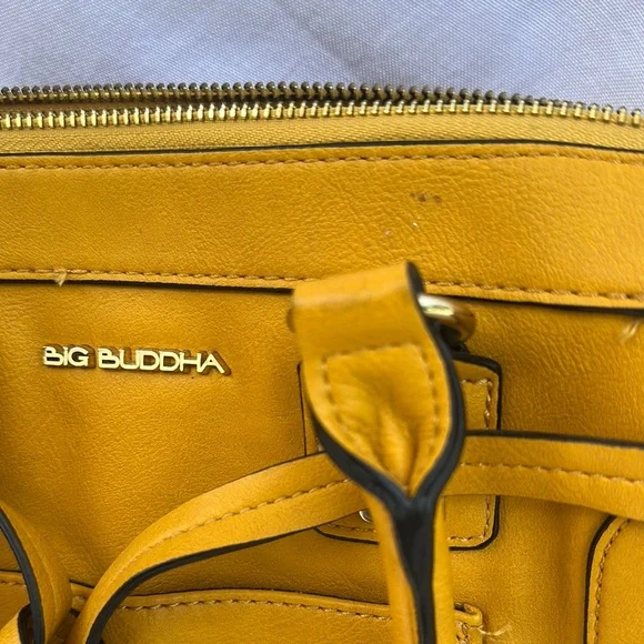 Big Buddha Yellow Satchel with Structured Design and Detachable Strap - Picture 6 of 6